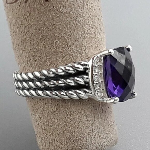 David Yurman Amethyst & Diamond Weaton Ring Sz 7 - Refurbished. - Picture 9 of 11